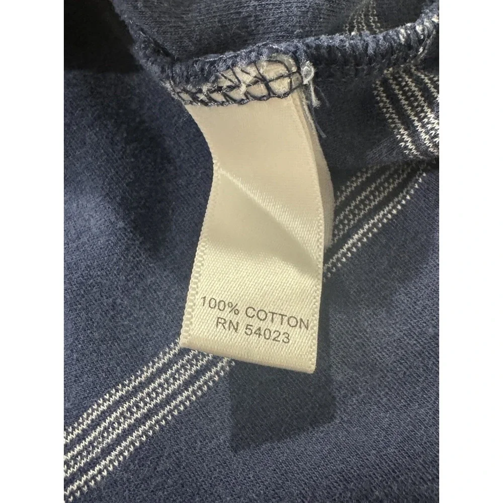 Banana Republic Polo Shirt Mens XL Navy Blue White Striped Cotton Knit Casual